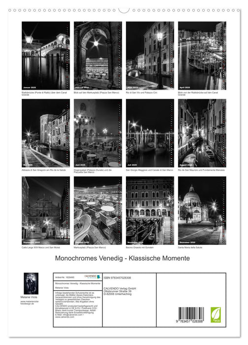 Monochromes Venedig - Klassische Momente (CALVENDO Premium Wandkalender 2025)