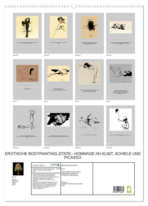 EROTISCHE BODYPAINTING ZITATE - HOMMAGE AN KLIMT, SCHIELE UND PICASSO (CALVENDO Wandkalender 2025)