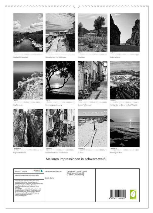 Mallorca Impressionen in schwarz-weiß (CALVENDO Premium Wandkalender 2025)