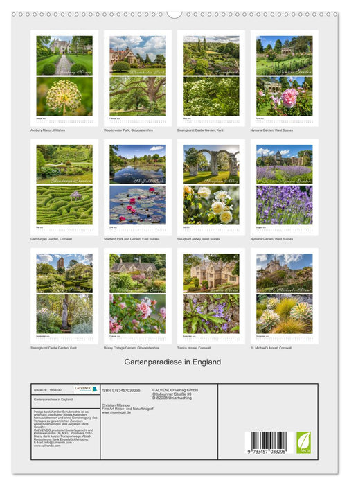 Gartenparadiese in England (CALVENDO Wandkalender 2025)