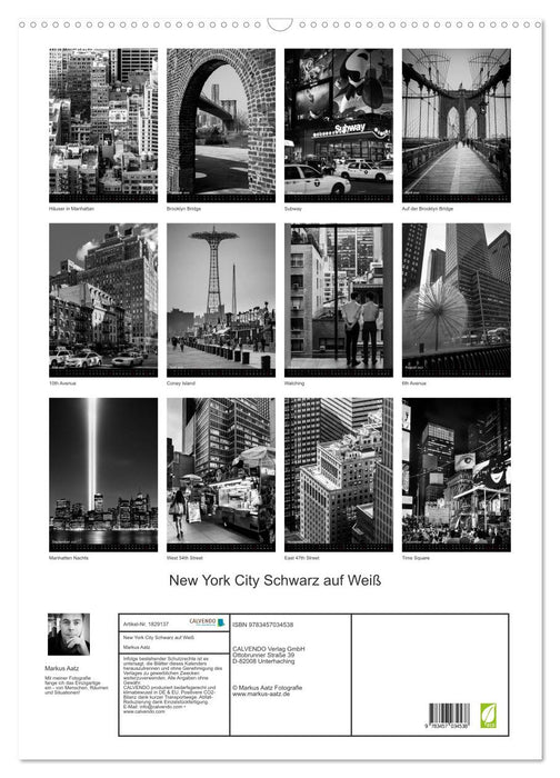New York City Schwarz auf Weiß (CALVENDO Wandkalender 2025)
