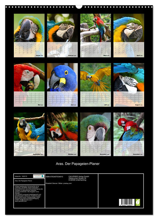Aras. Der Papageien-Planer (CALVENDO Wandkalender 2025)