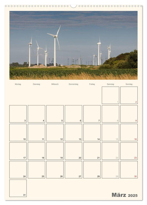 Windkraft in der Landschaft Ostfrieslands / Terminplaner (CALVENDO Premium Wandkalender 2025)