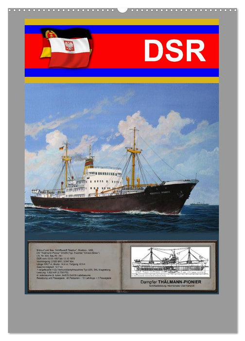 Heimathafen Rostock - Schiffe der Deutschen Seereederei (CALVENDO Premium Wandkalender 2025)