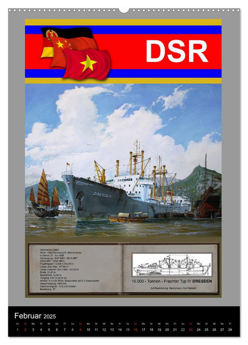 Heimathafen Rostock - Schiffe der Deutschen Seereederei (CALVENDO Premium Wandkalender 2025)