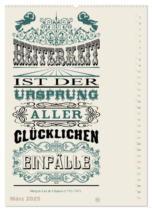 Die schönsten Lebensweisheiten Typo - Kalender (CALVENDO Premium Wandkalender 2025)