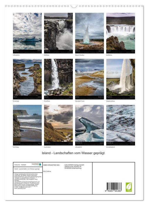 Island - Landschaften vom Wasser geprägt (CALVENDO Premium Wandkalender 2025)