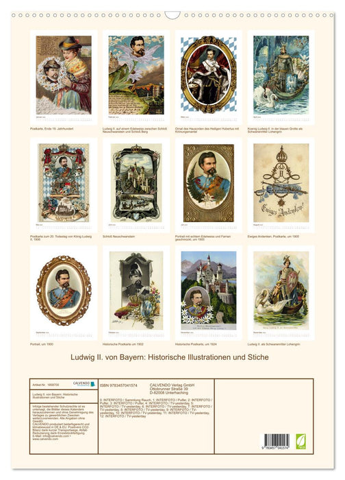 Ludwig II. von Bayern: Historische Illustrationen und Stiche (CALVENDO Wandkalender 2025)