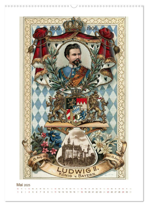 Ludwig II. von Bayern: Historische Illustrationen und Stiche (CALVENDO Wandkalender 2025)