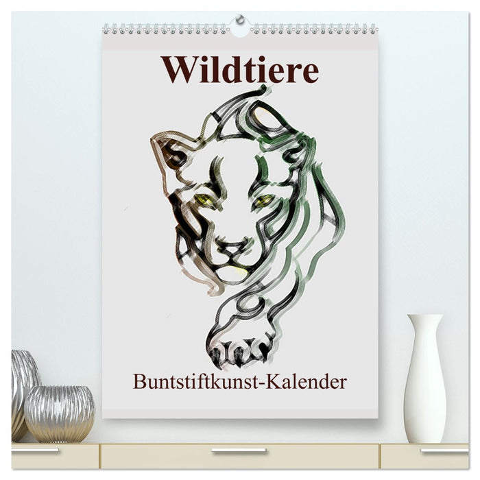 Wildtiere Bunstiftkunst-Kalender (CALVENDO Premium Wandkalender 2025)