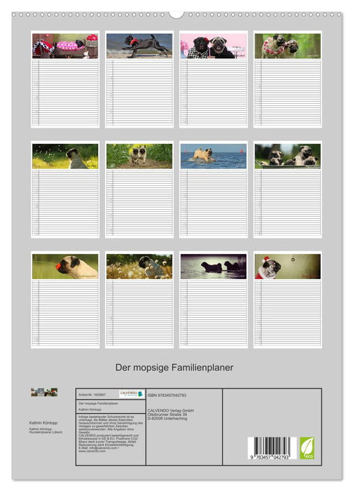 Der mopsige Familienplaner (CALVENDO Premium Wandkalender 2025)