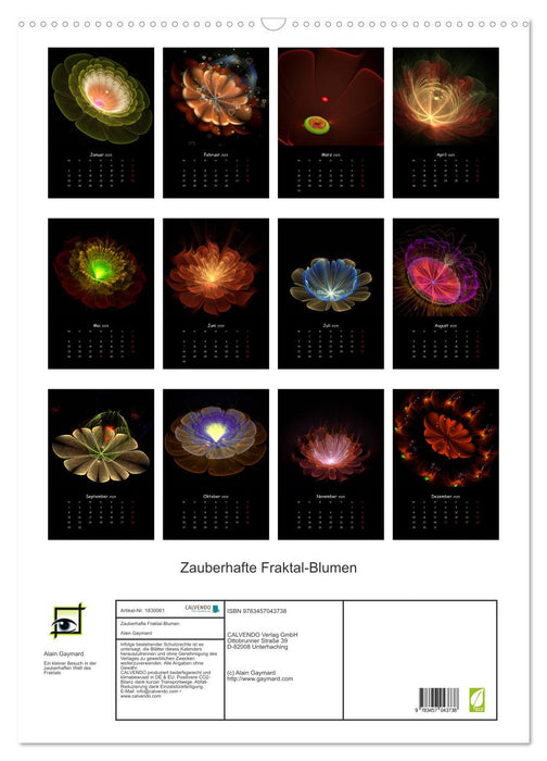 Zauberhafte Fraktal-Blumen (CALVENDO Wandkalender 2025)