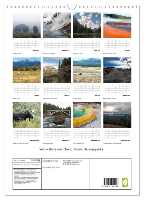 Yellowstone und Grand Tetons Nationalparks (CALVENDO Wandkalender 2025)
