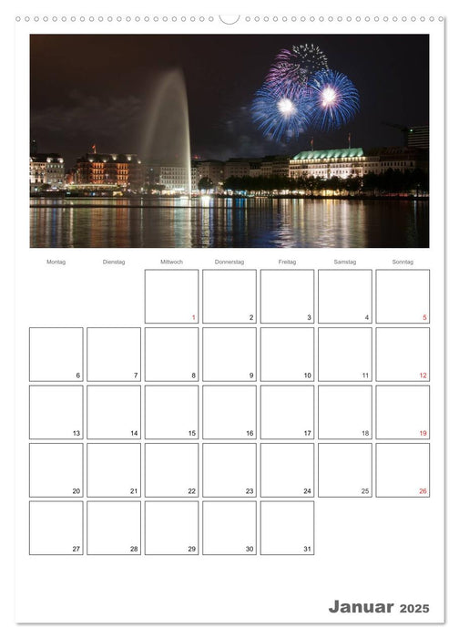 Hamburg bei Nacht (CALVENDO Wandkalender 2025)