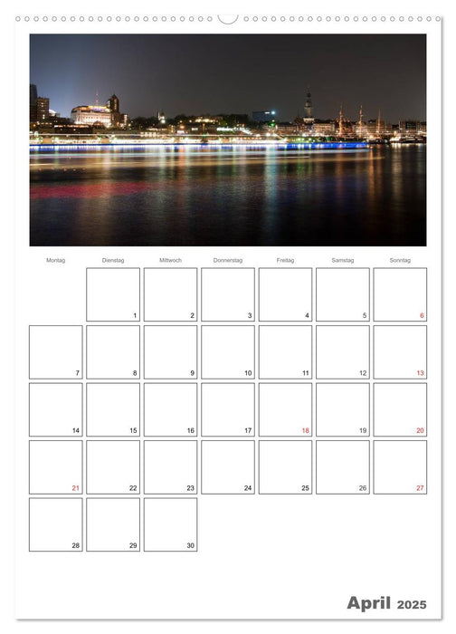 Hamburg bei Nacht (CALVENDO Wandkalender 2025)