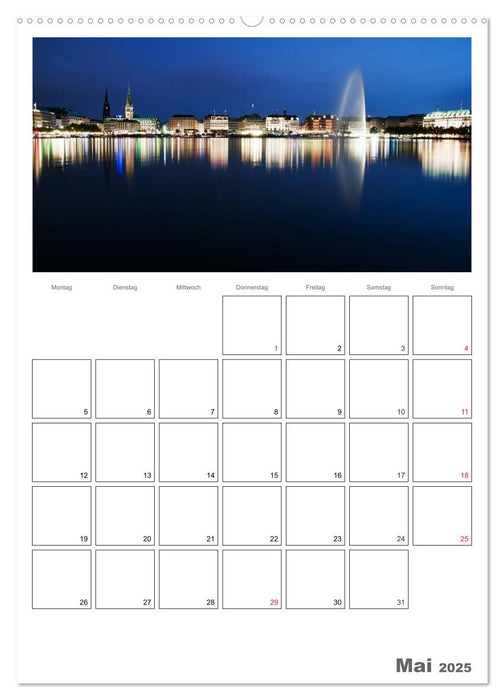 Hamburg bei Nacht (CALVENDO Wandkalender 2025)