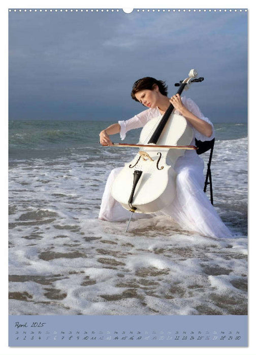 Weißes Cello auf Reisen (CALVENDO Wandkalender 2025)