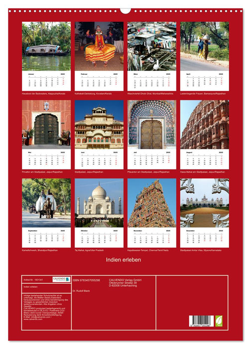 Indien erleben (CALVENDO Wandkalender 2025)
