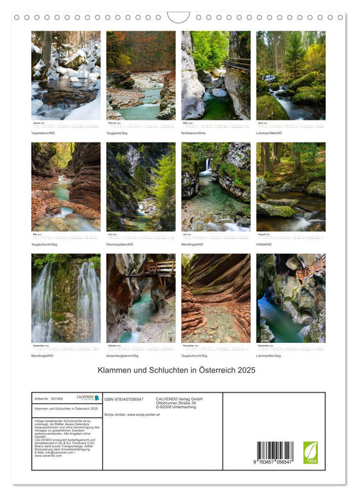 Klammen und Schluchten in Österreich 2025 (CALVENDO Wandkalender 2025)