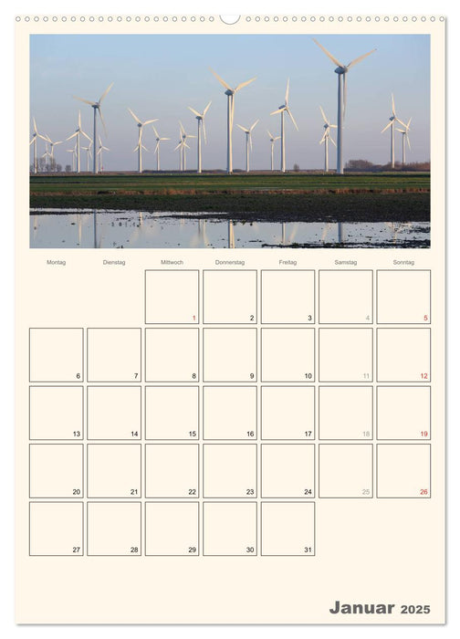 Windkraft in der Landschaft Ostfrieslands / Terminplaner (CALVENDO Wandkalender 2025)