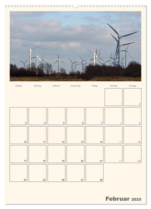 Windkraft in der Landschaft Ostfrieslands / Terminplaner (CALVENDO Wandkalender 2025)