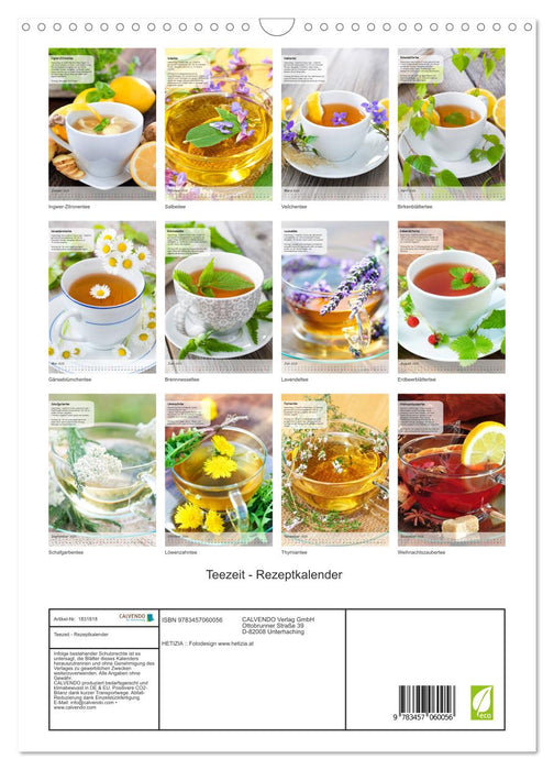 Teezeit - Rezeptkalender (CALVENDO Wandkalender 2025)