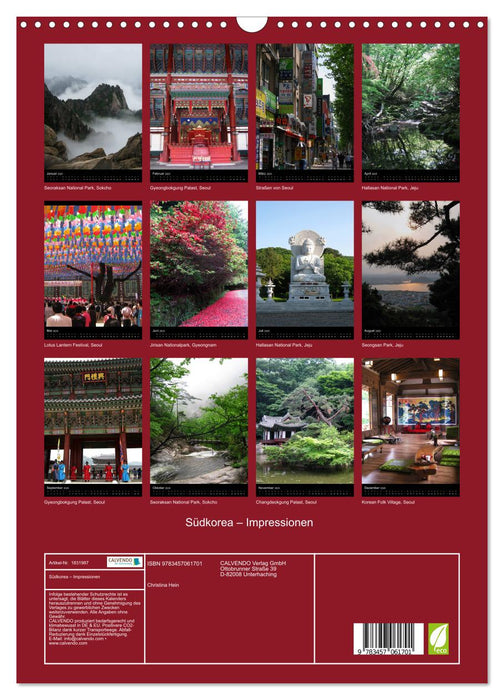 Südkorea – Impressionen (CALVENDO Wandkalender 2025)