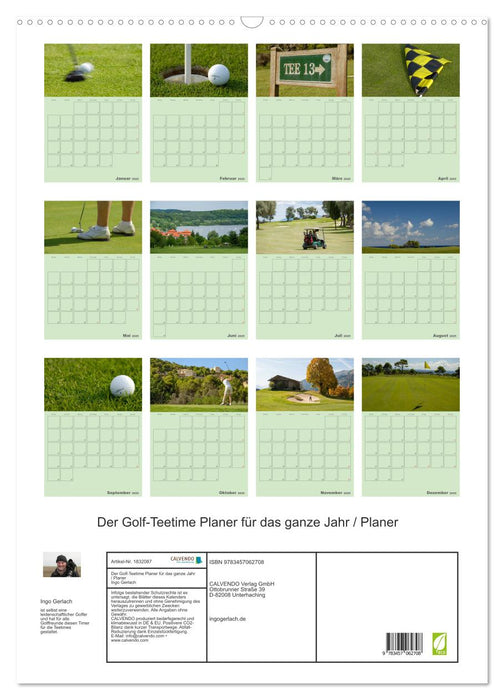 Der Golf-Teetime Planer für das ganze Jahr / Planer (CALVENDO Wandkalender 2025)