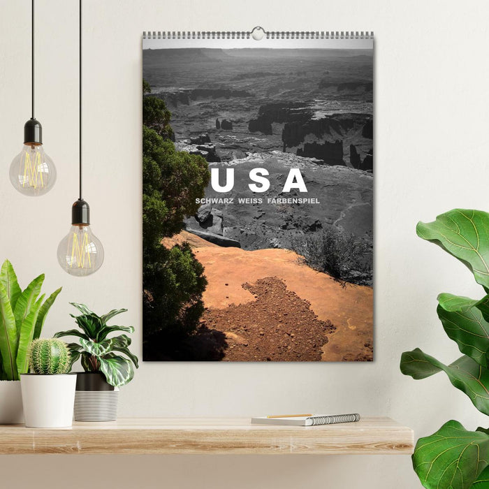 USA - Schwarz weiss Farbenspiel (CALVENDO Wandkalender 2025)