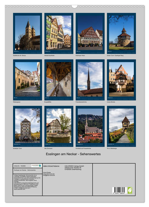 Esslingen am Neckar - Sehenswertes (CALVENDO Wandkalender 2025)