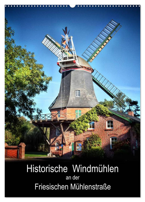 Historische Windmühlen an der Friesischen Mühlenstraße / Geburtstagsplaner (CALVENDO Wandkalender 2025)