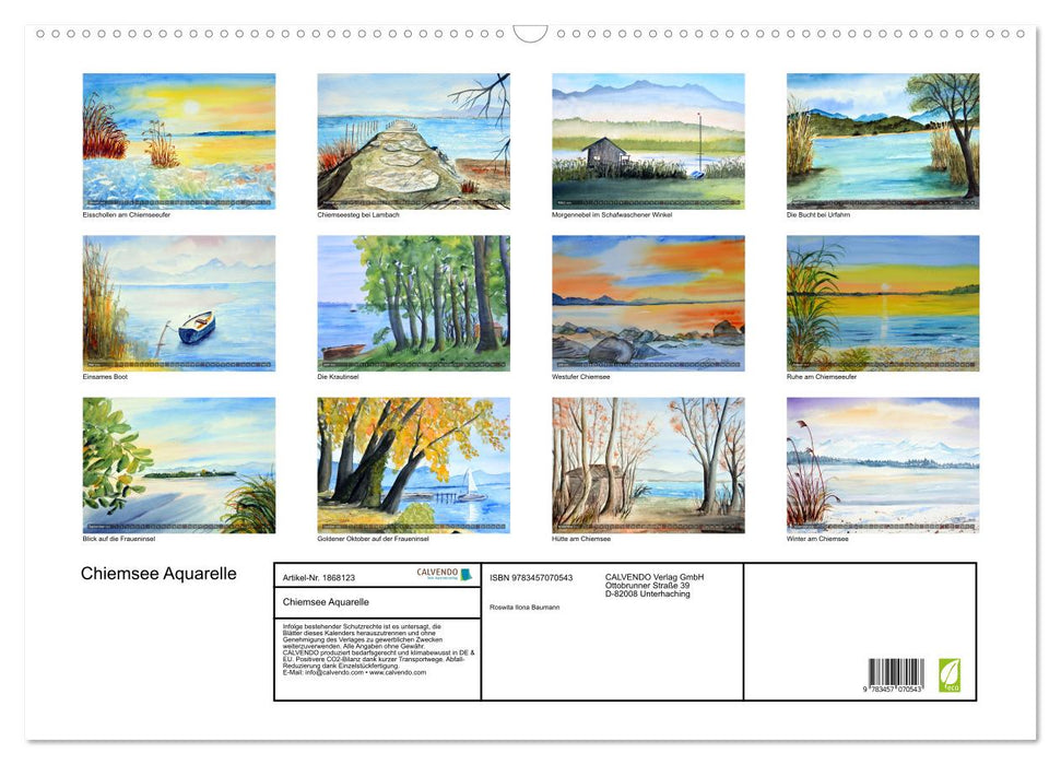 Chiemsee Aquarelle (CALVENDO Wandkalender 2025)