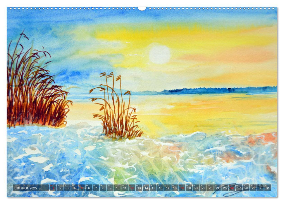 Chiemsee Aquarelle (CALVENDO Wandkalender 2025)