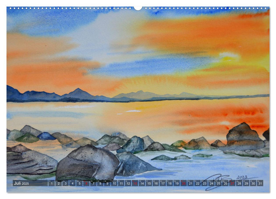 Chiemsee Aquarelle (CALVENDO Premium Wandkalender 2025)