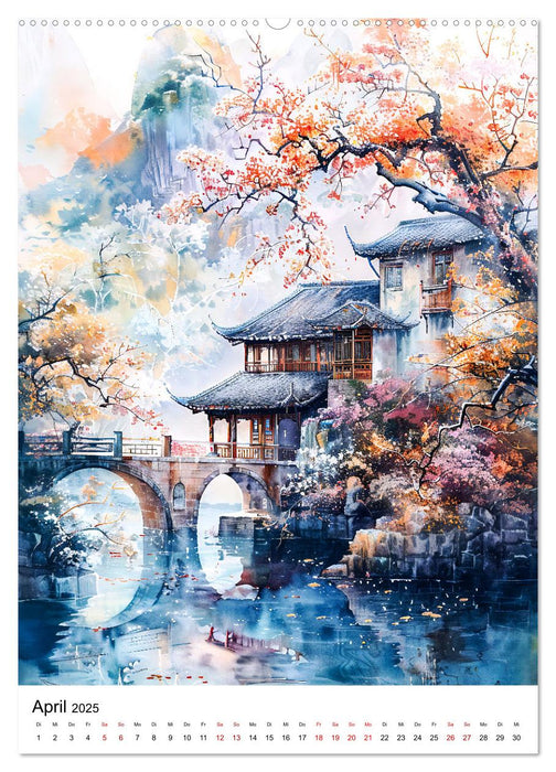 China in Wasserfarben - Idyllische Reise durch Traumlandschaften (CALVENDO Premium Wandkalender 2025)