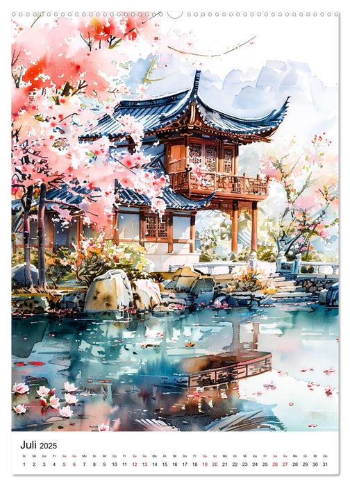 China in Wasserfarben - Idyllische Reise durch Traumlandschaften (CALVENDO Premium Wandkalender 2025)