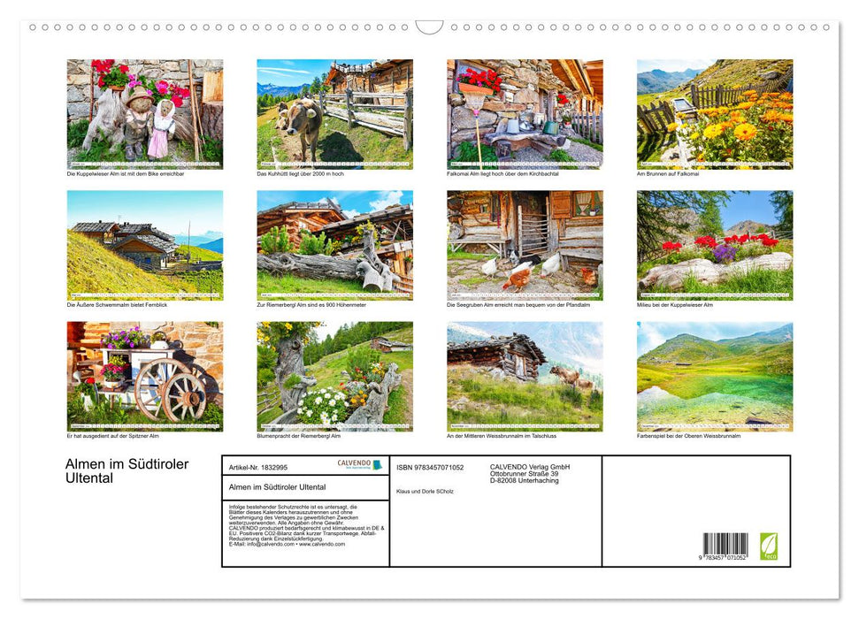 Almen im Südtiroler Ultental (CALVENDO Wandkalender 2025)
