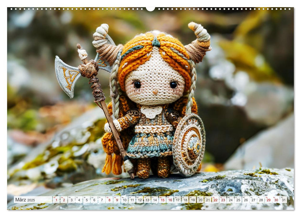 Zauberhafte Wikinger - Nordische Mythologie aus Häkel- und Strickwolle (CALVENDO Wandkalender 2025)