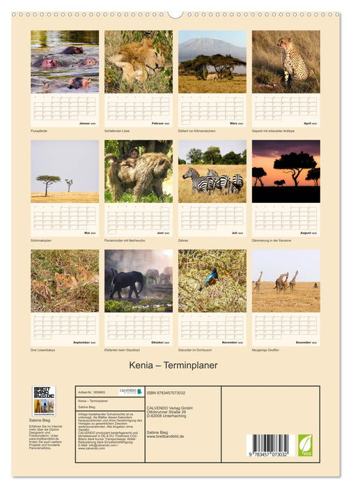 Kenia – Terminplaner (CALVENDO Premium Wandkalender 2025)
