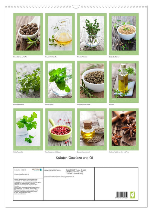 Kräuter, Gewürze und Öl (CALVENDO Wandkalender 2025)