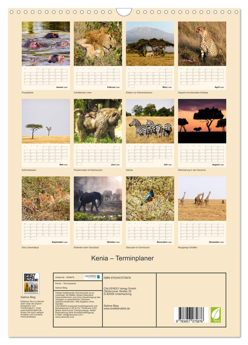 Kenia – Terminplaner (CALVENDO Wandkalender 2025)