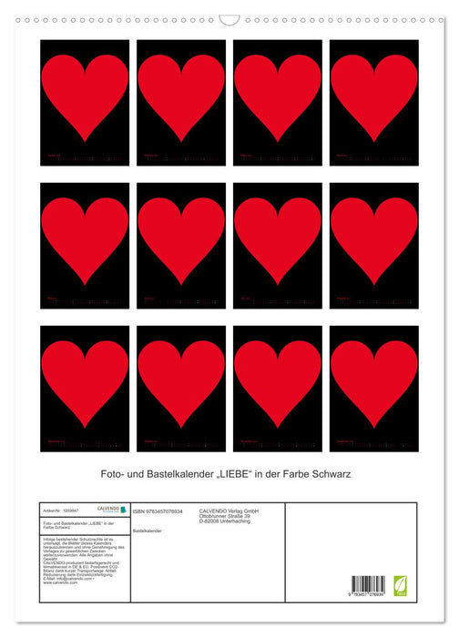 Foto- und Bastelkalender „LIEBE“ in der Farbe Schwarz (CALVENDO Wandkalender 2025)