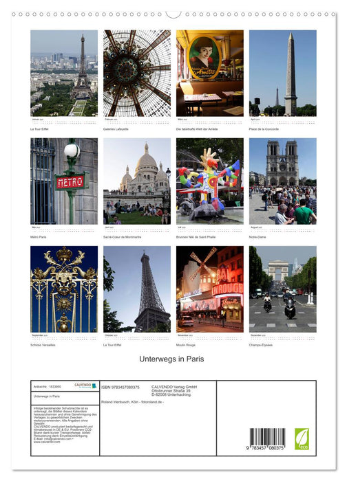 Unterwegs in Paris (CALVENDO Premium Wandkalender 2025)