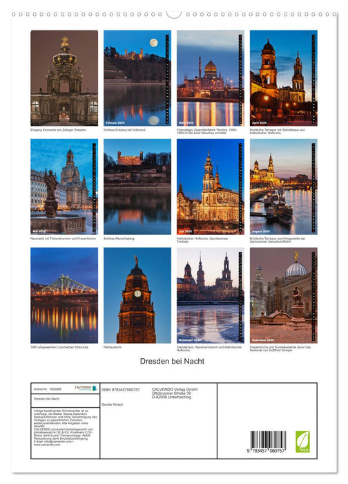 Dresden bei Nacht (CALVENDO Premium Wandkalender 2025)