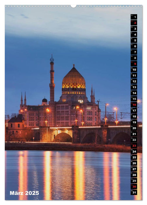 Dresden bei Nacht (CALVENDO Premium Wandkalender 2025)