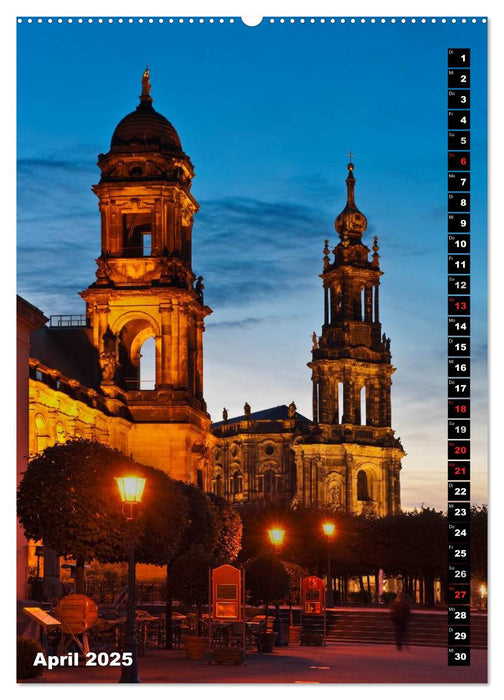 Dresden bei Nacht (CALVENDO Premium Wandkalender 2025)