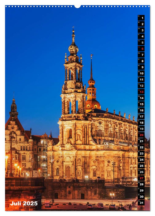 Dresden bei Nacht (CALVENDO Premium Wandkalender 2025)