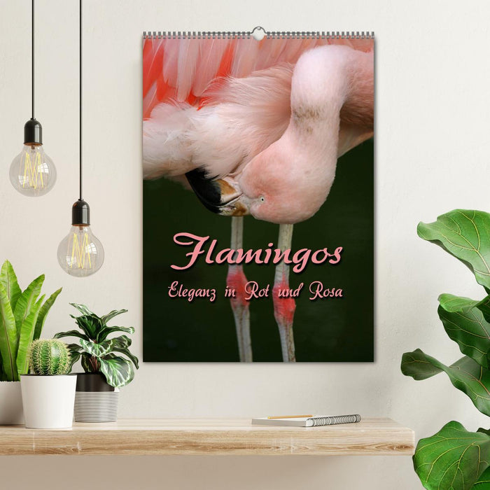 Flamingos - Eleganz in Rot und Rosa (CALVENDO Wandkalender 2025)