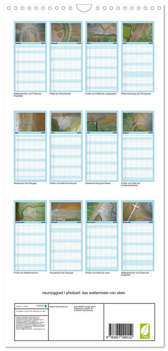 neunziggrad I photoart: das wattenmeer von oben (CALVENDO Familienplaner 2025)