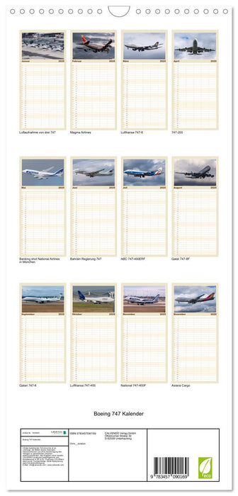 Boeing 747 Kalender (CALVENDO Familienplaner 2025)